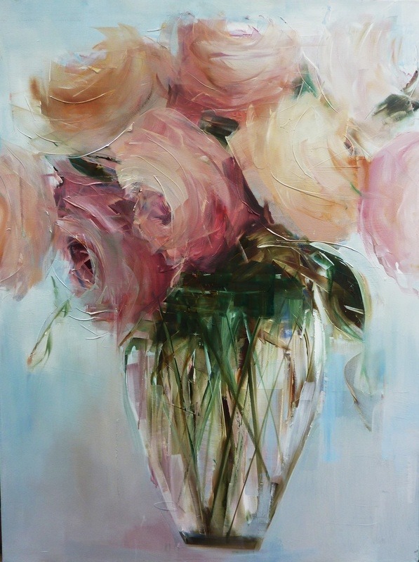 red-lipstick:  Nicole Pletts (b. 1964, Westville, South Africa) - Roses    Paintings