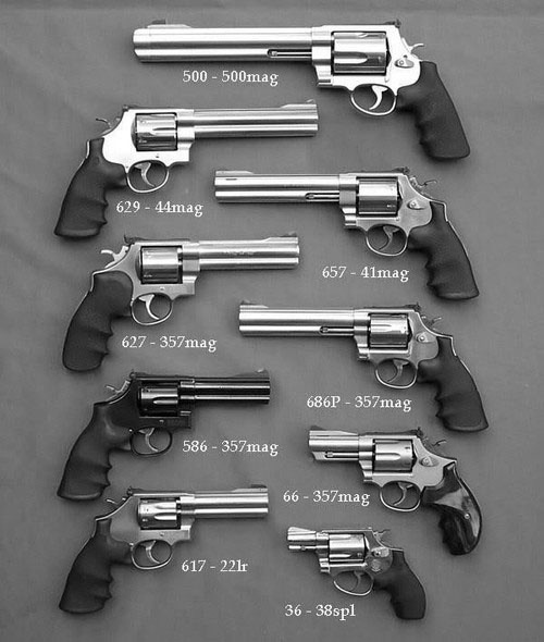 gold-slugs:  kv96ic28:  Smith & Wessons  I have a 500 mag hand cannon at the top. 