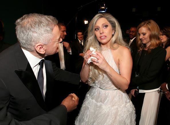lefuck-:Lady Gaga crying backstage after her Sound of Music tribute performance 