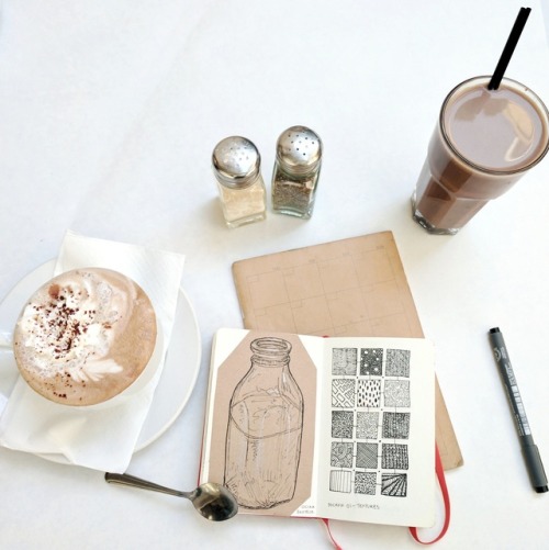 bookswinalways: 23/100 days of productivity!  A lovely café and drawing practice go together perfect