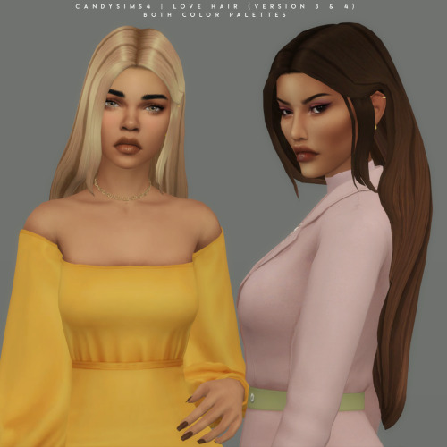 candysims4:LOVE HAIR [VERSION 3 &amp; 4]New versions of mine “Love Hair”, and a