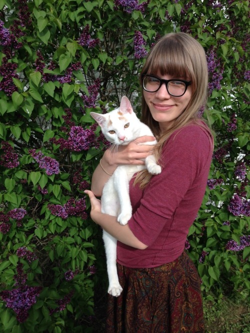 foxy-sue: Norman and I when the Lilac bush was in bloom!