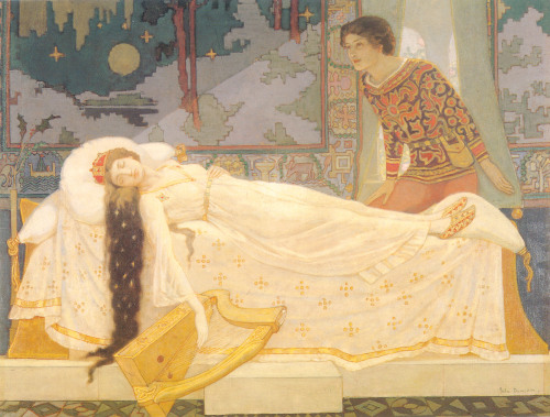 books0977:The Sleeping Princess (c.1915). John McKirdy Duncan (Scottish, 1866-1945) . Tempera on can