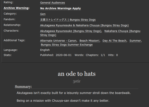 ao3 linktitle: an ode to hatsword count: 1560summary: Akutagawa isn’t exactly built for a leis