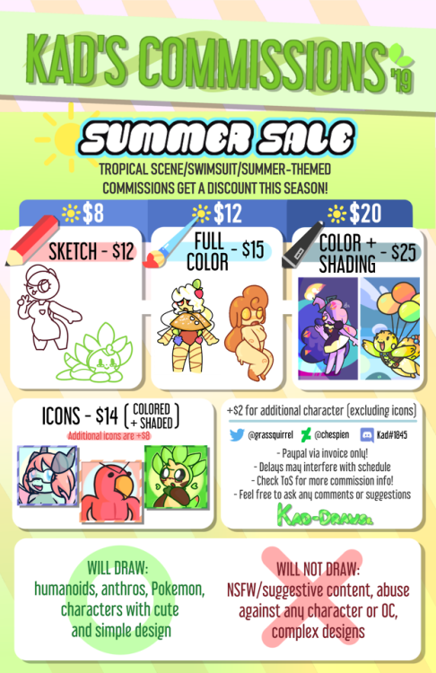 2019 commissions - now with seasonal sale! discounts for summer-themed art you commissiontwitter: ht