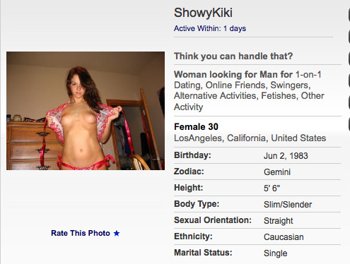 PROFILE SPOTLIGHT (Woman): Showy Kiki likes to show &lsquo;em. But does she let