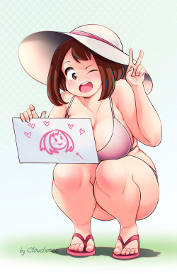 grimphantom2: cloudxmoe:  Uraraka :) Commissions are Open.  Thicc Ochako 