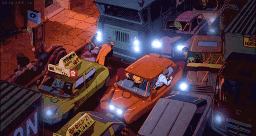 scipunk:  SP. 110 - Akira (1988) Traffic stress.