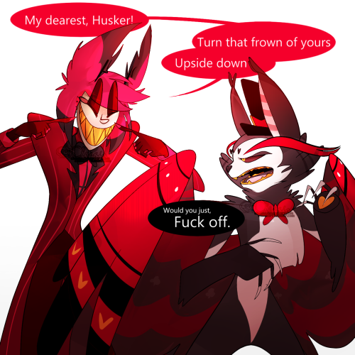 cleasiart:☀ – “Smile, Dear Husker!”☾ – beep boop, have some Hazbin comic :D. This was by DrawinJ’s c