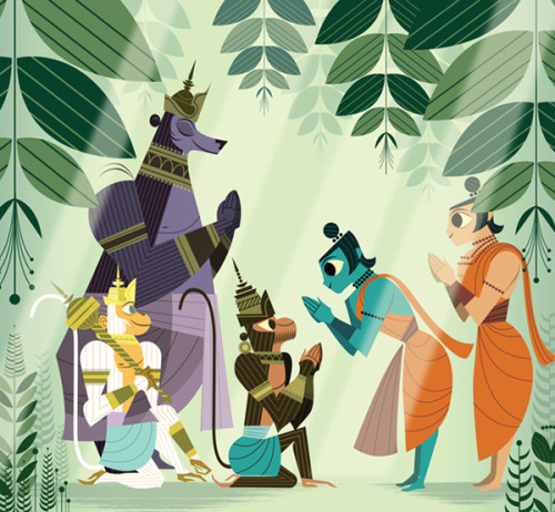 elvisomar:Sanjay Patel makes amazing illustrations from the Ramayana. If you haven’t read it, 
