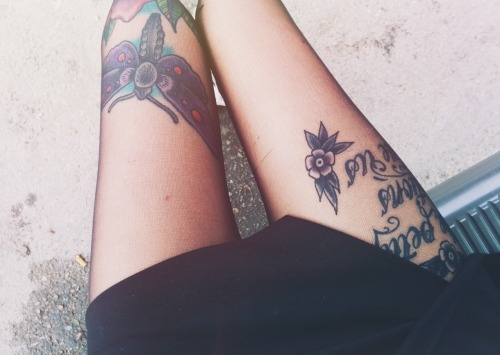 beat-heart:  I added some small tattoos on my thigh last week. I also tattooed my knee and my ankles!
