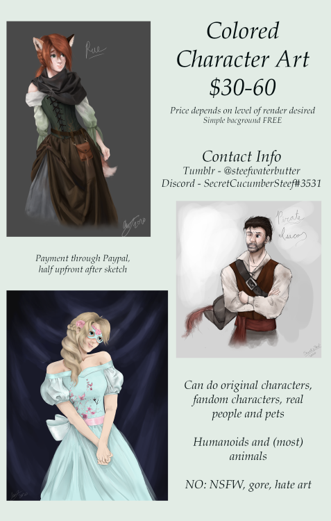 steefwaterbutter: Commissions are OPENPayment through Paypal, half upfront after sketch.Feel free to