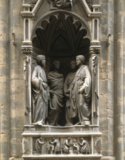 italianartsociety:  Today is the feast day of the Four Crowned Martyrs, a group of early Christian Roman sculptors who refused to carve a pagan idol and were executed by Emperor Diocletian for their insurrection. Memorably depicted by Florentine sculptor