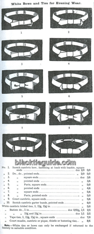 1890-1919. White tie tuxedo illustrations. Note the unusual styles in the 2nd and 9th image (the cuf