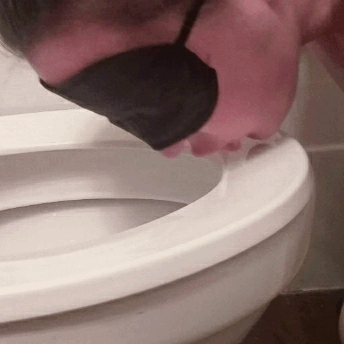sluttylitte310: Licking the toilet like a good slut. Two things that belong in a bathroom.