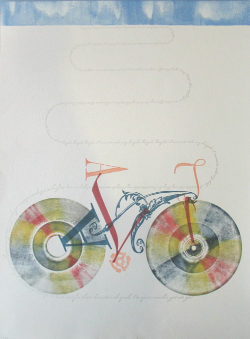 Chicagoans, get your bicycling in before the heat wave! Letterpress poster created by Bill Moran of 