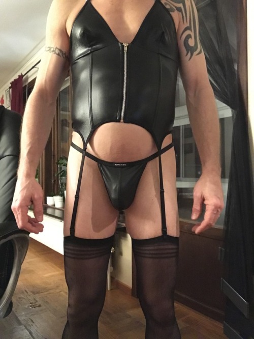 Porn photo ttg911:  Loving the leather lingerie!!!