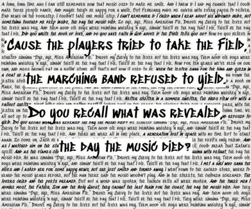 Endless List of Favorite Songs: American Pie(Don McLean)I saw Satan laughing with delight, the day t