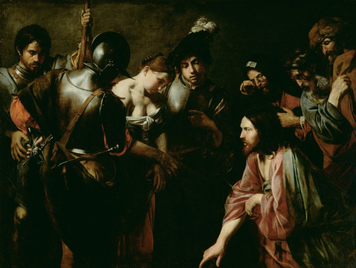 thegetty:A woman is brought to Christ after she is caught in the act of committing adultery. The peo