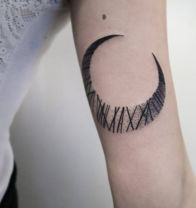 Abstract Crescent Moon Tattoo On The Left Inner Tattoofilter Usa For Men And Women