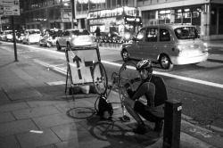 kinchanphotography:  Kin Chan, Stuck in the wrong lane, London Sept 2014 with #X100 during the recent #LNDNWLK Kin Chan’s Facebook Page