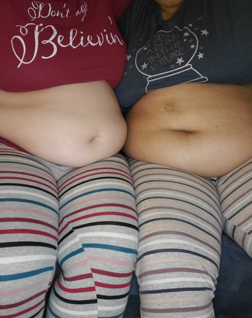 Cozy PJs + tons of takeout = big fat bellies