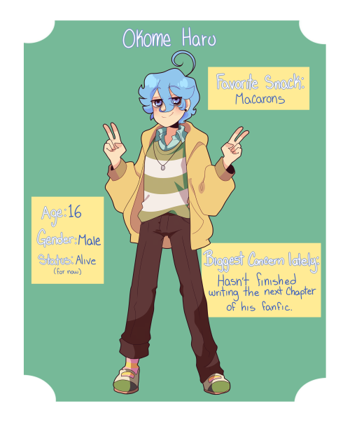 softcocoa:Hii, a while ago I made this tbhk OC!His name is Okome Haru, he’s just a normal high schoo