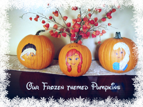 The Cold Never Bothered Us Anyway. My Sister’s and I decided to do Frozen Themed Pumpkins this year.