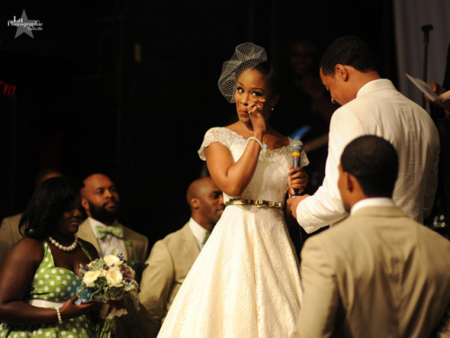 youngblackandvegan:singlebride:Check out today’s super cute 50’s themed wedding on the @Blackbride b