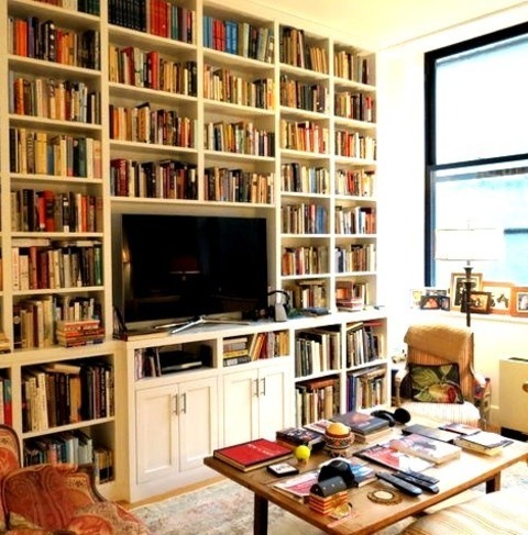 Library New YorkLiving Room Library - Large Transitional Enclosed Medium Tone Wood Floor Living Room