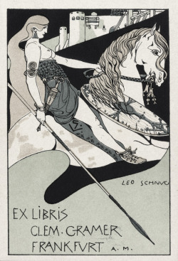 kriemhildsrevenge:  Ex-libris (bookplate) Artist/Maker: Leo Schnug (1878-1933) Strassburg, ca. 1900 