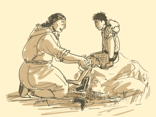shebsart:Jon and castle ladiesI had to draw this post by @the-perfunctorily , I think about it 