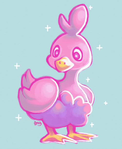 little-amb:Cinnabar, my shiny Ducklett! I hatched him a few months back ♥Pink shinies are probably m