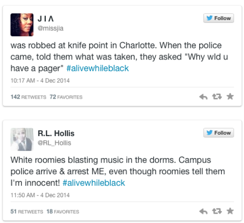micdotcom:  #AliveWhileBlack is the heartbreaking response to #CrimingWhileWhite  The hashtag #CrimingWhileWhite became a platform to illustrate what often happens when white people engage in criminal activity. It was a powerful moment, as white people
