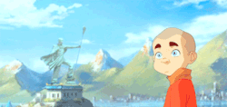 togha:  meelo with grandpa aang’s statue