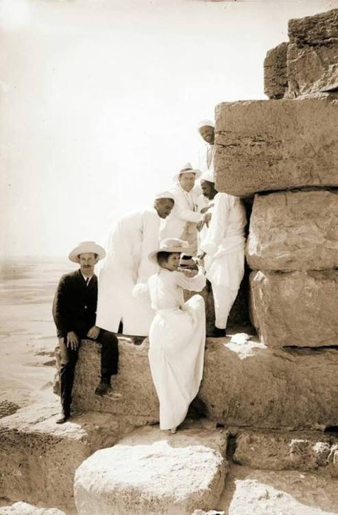 Egypt. Ascending the Pyramids, circa 1900s