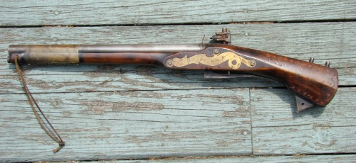 Contemporary made doglock/flintlock canoe gun.  Handcrafted by Ken Netting.
