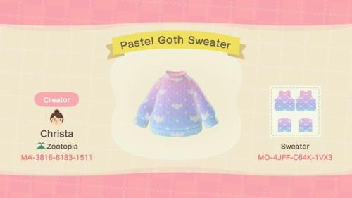 acnhcustomdesigns:pastel goth sweater designed by christa of zootopia