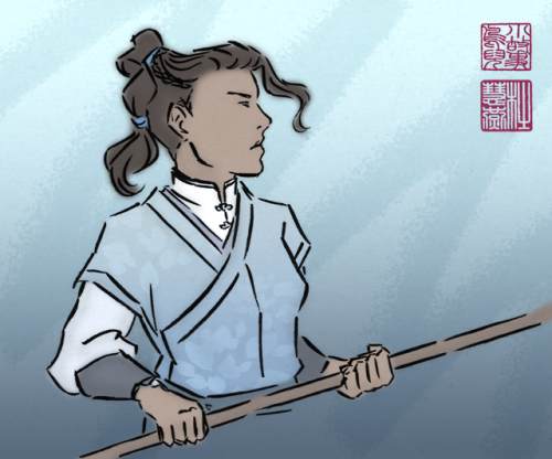 sevenredrobes:sketch-bird:beaudacious hanfu beau? hanfu beau[ID: A drawing of Beau from the hips up 