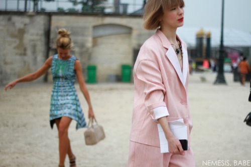 Natalie Joos and Vika Gazinskaya, At Tuileries, Paris Fashion Week SS14 September 2013