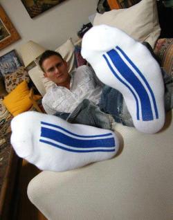 usernamesocks:These socks are amazing! Love his thick wide feet in them, wish I could touch and sniff