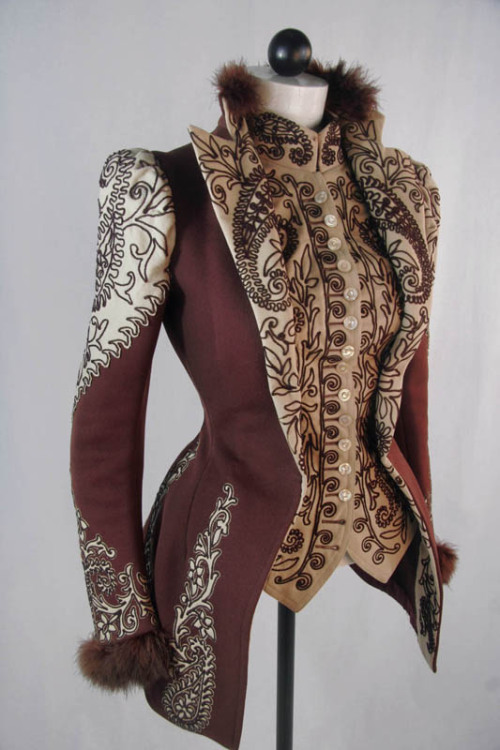 ephemeral-elegance:Machine Embroidered Jacket, ca. 1890sOwned by Jessie Mason Webbvia NDSU