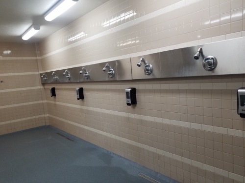 Men’s showers at the West Family YMCA & Boise City Aquatic Center in Boise, Idaho.