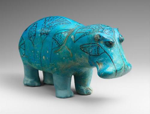 historyarchaeologyartefacts: Faience hippopotamus, Egypt, c. 1961 – 1878 B.C. [2899x2195]