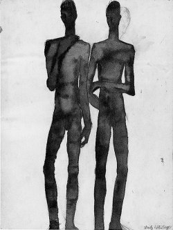 amare-habeo:    Franz Wotruba (Austrian, 1907-1985) Young men figures (Jünglingsfiguren), 1931Watercolor and pencil on paper, 39,8 x 30 cm 