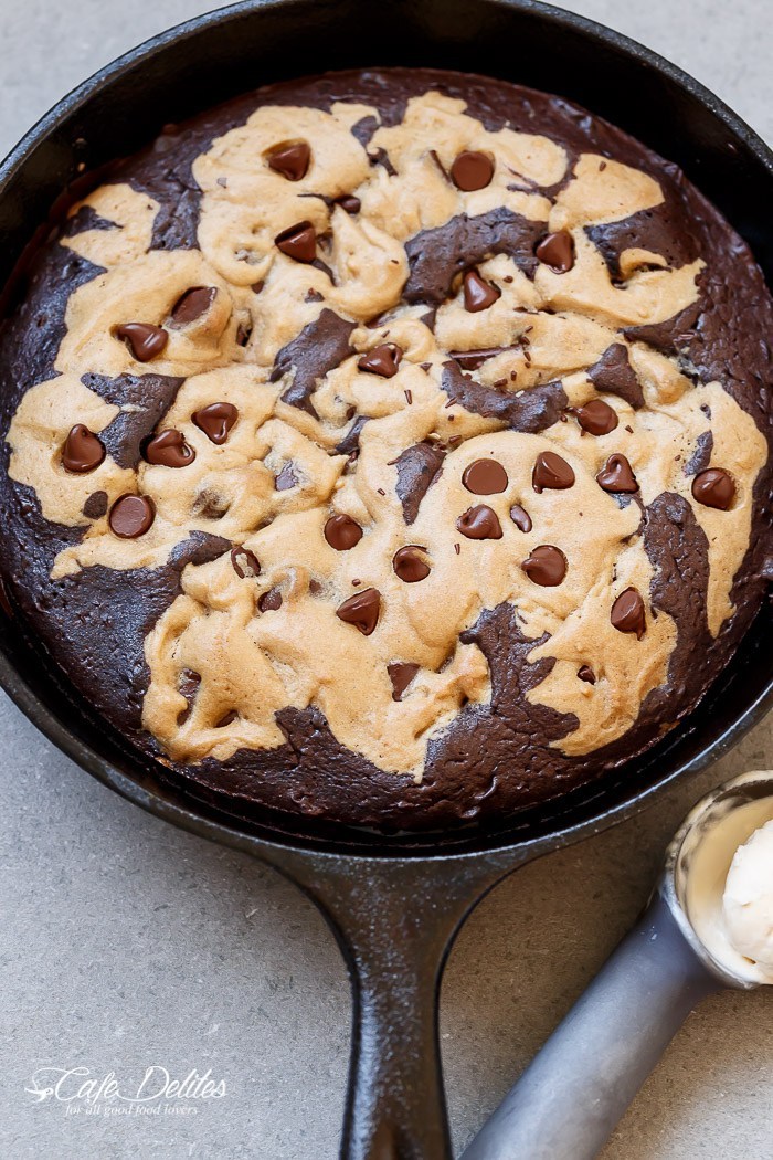foodffs:   CHOCOLATE CHIP COOKIE MARBLED SKILLET BROWNIE Really nice recipes. Every