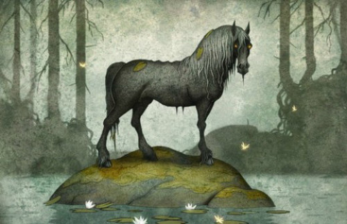 pagewoman:Kelpie  Kelpies are supernatural water horses that haunt Scotland’s lochs and rivers. They