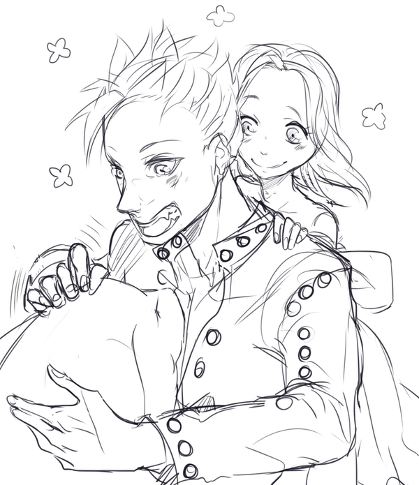eqqlo:  Some Ban x Elaine doodles I did, they’re from Nanatsu no taizai!, srsly