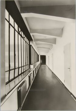rosswolfe:  Unidentified photographer. Hallway inside the Bauhaus Building in Dessau, 1925-1926. (via http://thecharnelhouse.org/2014/04/01/object-lessons-from-the-bauhaus/) 