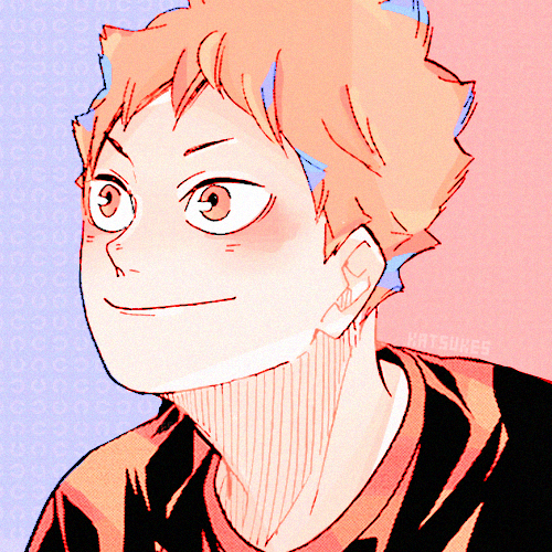 katsukes:日向 翔陽, for julia @naoamaya​ ♡[ID: 6 edits of Hinata from Haikyuu!! The first image shows hi